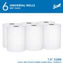 Scott Professional Universal 100% Recycled Fiber Hard Roll Paper Towels, Bulk (56158), Hardwound 1.5" Core, Absorbency Pockets, Compressed, White (6 Rolls at 800' Each, 4,800'/Case)
