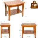20" Premium Teak Shower Bench with Shelf & Handle, Solid Teak Shower Stool, Durable Wooden Waterproof Seat for Inside Shower, Teak Wood Bench for Bathroom, Indoor & Outdoor Use