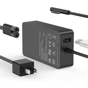 Surface Pro Charger 65W Laptop Charger, Compatible with Microsoft Surface Pro 9/8/7/6/5/4/3/X Surface Go 3/2/1 Surface Laptop 5/4/3/2/1 Surface Book 3/2/1