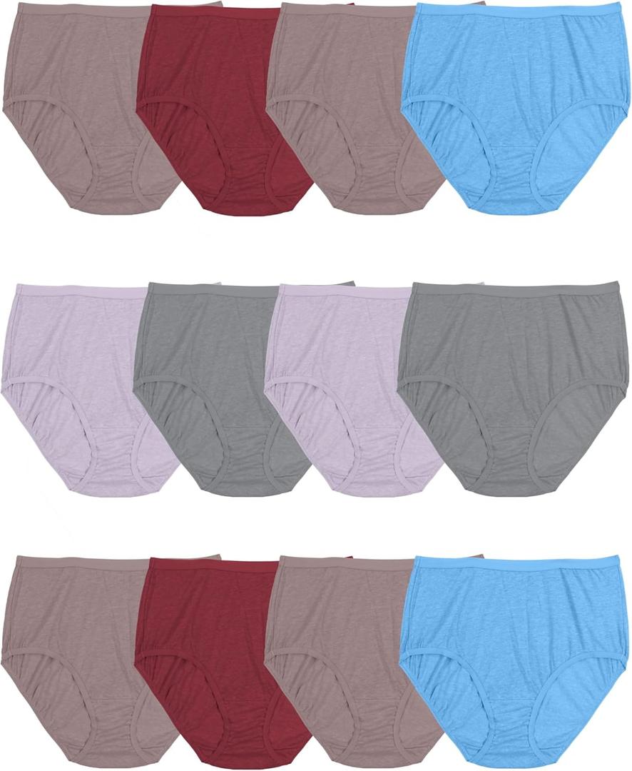 Fruit of the Loom Women's Beyondsoft Underwear, Super Soft Designed with Comfort in Mind (10, Brief - Cotton Blend - 12 Pack)