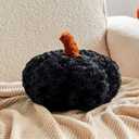 Pumpkin Pillows, Halloween Pumpkin Decoration Throw Pillow, Cute Thanksgiving Pumpkin Shaped Throw Pillows Gifts, 8" Soft Black Faux Rabbit Fur for Fall Funny Decorations (Mini-8 Inch)