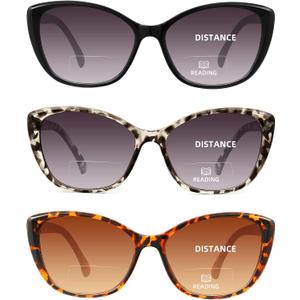 JOLISU 3 Pack Reading Sunglasses for Women, Sun Readers Glasses Spring Hinge Outdoor Sunglasses With UV400 Protection, 1.75