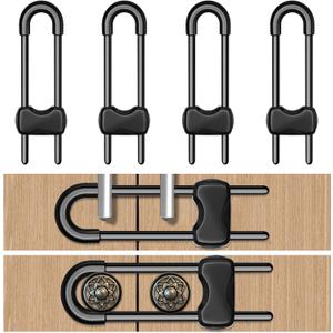Cabinet Locks for Babies,Child Proof Cabinet Locks,4 Pack U-Shaped Baby Proofing Cabinets,Child Locks for Cabinets and Drawers,Child Safety Cabinet Locks with Adjustable (Black)