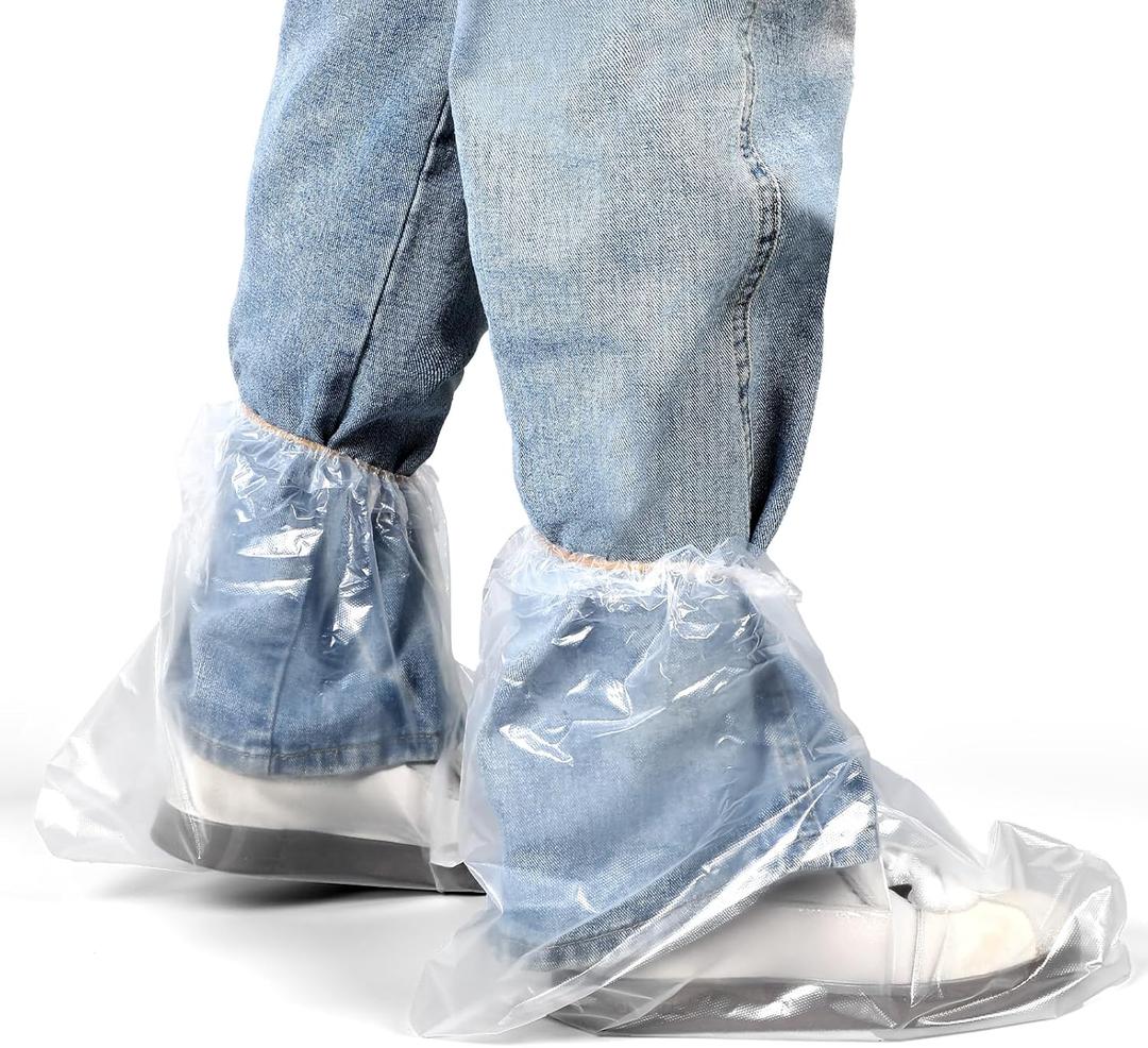 20Pcs Rain Shoe Covers Boot Covers Plastic Disposable Waterproof Shoe Cover Transparent Non Slip Boot Cover Non-Slip Outdoor Shoes Protectors Thickened Anti-Slip Overshoe for Men Women Home