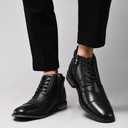 Arkbird Men's Dress Boots Genuine Leather Cap Toe Ankle Boot with Side Zipper for Casual Business Formal Wear, Size 7