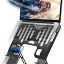 Alloy Steel Laptop Stand, Ergonomic Computer Stand, Desktop Laptop Riser, Compatible with MacBook Air/Pro, Dell, HP, Lenovo and Other 10-18 Inches Laptops, Black