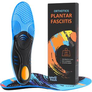 Plantar Fasciitis Pain Relief Insoles for Men and Women, Full-Length Sports Inserts with Good Arch Support, Ideal for Running, Walking, All-Day Standing, No Trimming (MEN12-12.5 | WOMEN14-14.5--(305mm), Black+Blue)