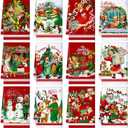 FuWeave 12 Pcs Christmas Kitchen Towels Dish Towels Vintage Winter Snowman Decoration Hand Towels Tea Xmas Dishcloths Christmas Kitchen Decor for Holiday Housewarming Gift, 16 x 24 Inch