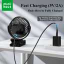 Minthouz Clip on Fan, 12000mAh Desk Fans, 360 Rotation Rechargeable Portable Fan with 45hrs Runtime - Quiet 3 Speeds, Wireless Remote, Timer, Input/Output Ports - Lightweight for Travel & Office