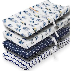 4 Pack Changing Pad Cover for Baby Boys Neutral Unisex Fitted Breathable Baby Changing Pad Sheets for Toddler Changing Table (Mountain)
