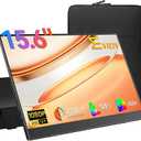 EVICIV Portable Monitor 15.6", 125% sRGB 1080P Laptop Monitor, 350 Nits, 2000:1 Contrast Ultra-Slim Display, USB-C & MINI HDMI, VESA & Case, Travel Second Screen for Computer, Mini PC, Game Consoles