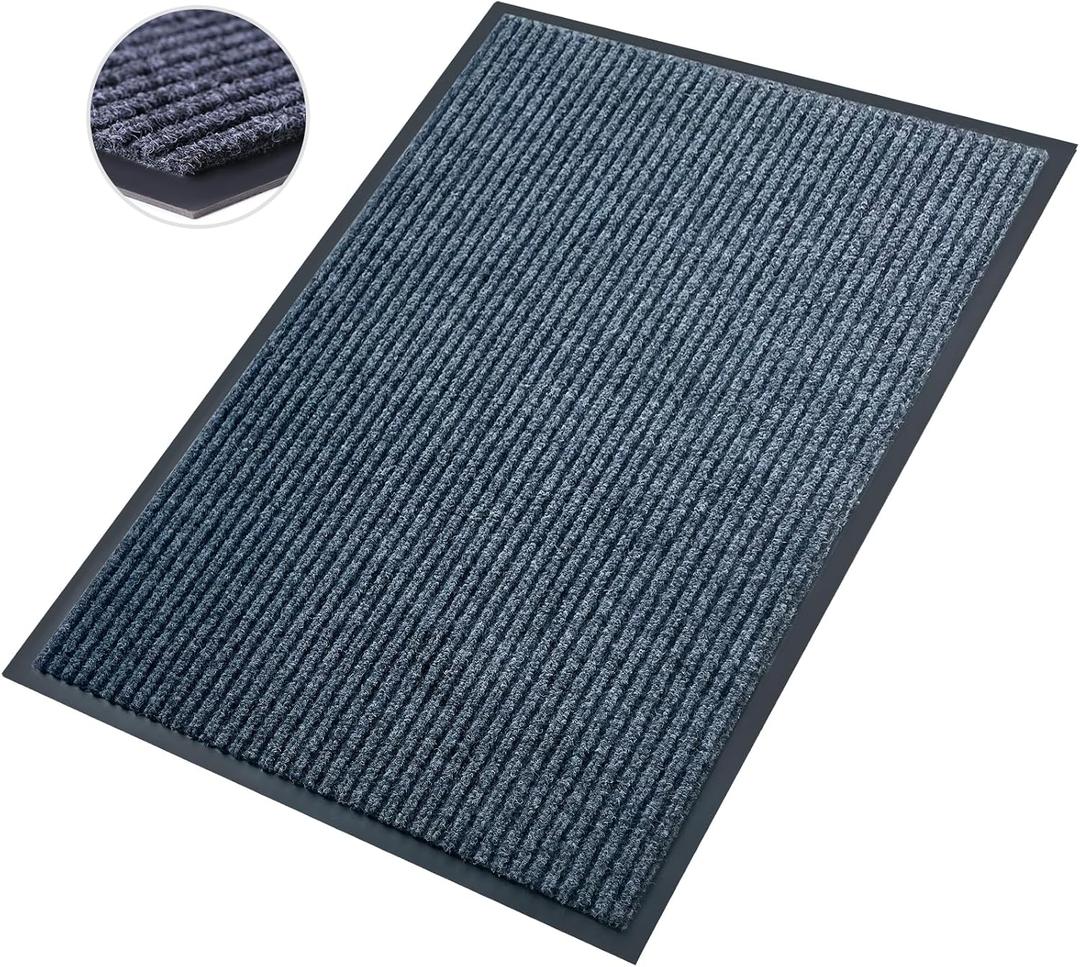 Front Door Mat,4'x6'Indoor Outdoor Door Mat, Heavy Duty Durable Welcome, Commercial Floor Mats Inside Outside Entrance, Waterproof All-Season, All-Weather Non Slip Backing Doormat for Entryway, Dark Gray