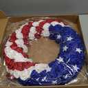 Idyllic 20 Inch Patriotic Wreath for Front Door, 4th of July Wreath with Red White Blue Silk Roses & Metal Stars, Memorial Day Day Decorations for Home Wall Porch Window