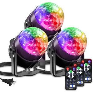 Sound Activated Party Lights with Remote Control Dj Lighting, Disco Ball Light Projected Effect Dancing Lights, Strobe Lamp for Parties Supplies Birthday Christmas Bar KTV Decorations -3-Pack