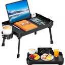 KDD Bed Tray Table with Folding Legs,Breakfast Tray with Removable Cup Holder & Phone Tablet Holder,Foldable Lap Tray for Bed, Sofa,Laptop Desk,Working,Snack, Kitchen Serving Tray,TV Table,Reading