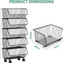 Wire Baskets Organization with Rollers for Kitchen and Home Storage, Vegetable Fruits Metal Basket for Countertop and Corner, Wire Basket Storage Bins for Space Utilization, Durable, 5 Tiers