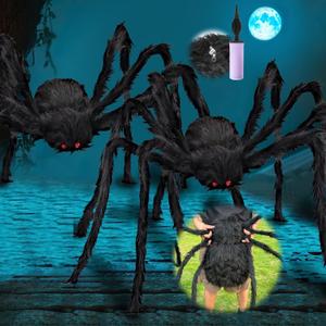 2 Pcs 12 Ft Halloween Giant Inflatable Spider, Realistic Large Scary Hairy Spider for Halloween Decorations Indoor Outdoor and Yard Creepy Dcor