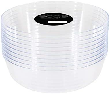 PLASTICPRO [30 Pack 16 OZ Bowls] Edge Collection Clear Plastic Party Bowls Premium heavyweight Elegant Disposable Tableware Dishes