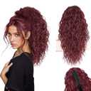 Ponytail Extension 18" Curly Wavy Pony Tail Claw Multi Layered Clip on Ponytail Extension Fluffy Natural Looking Synthetic Hair Piece for Women (Burgundy)