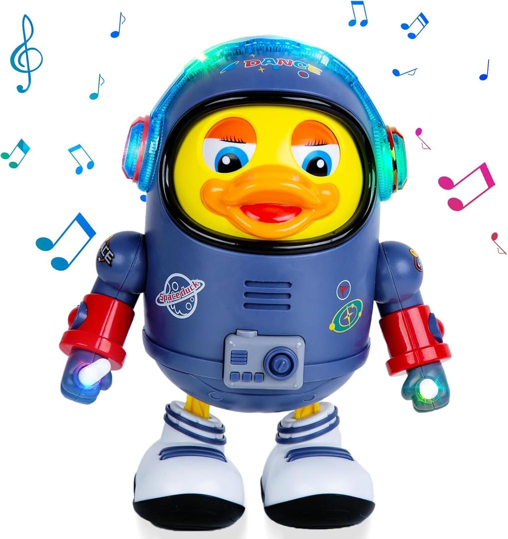 Berry President Electric Space Duck, Electric Toys with Lights and Sounds, Moving Walking Dancing Toys for Toddlers