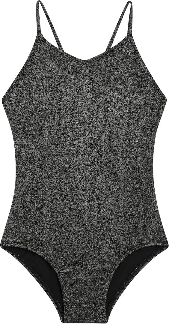 Kanu Surf Girls Hurricane Beach Sport UPF 50 One Piece Swimsuit (3T, Sparkle Solid Black)