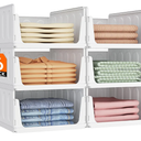 Lifewit Stackable Closet Organizers and Storage Basket for Clothes, Plastic Sweater Storage Bins for Wardrobe, Multifunctional Pants Organizer for RV, Pantry, Bathroom, Kitchen, Dorm, 24L, 6 Pack