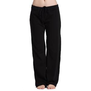 Womens Casual Stretch Cotton Pajama Pants Simple Lounge Pants (Small, Black)