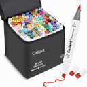 Caliart 101 Colors Alcohol Markers Brush Tip, Dual Tip Brush & Chisel Permanent Art Markers for Adult Coloring Books, Drawing, Sketching, Illustration, with Carrying Case for Artists & Beginners