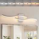 Brushed Nickel Curved 3000~6000K Bathroom Vanity Light Fixture Over Mirror, 31.5 inch Modern LED Wall Lamp 5CCT Dimmable Bathroom Light Fixture Modern Vanity Lighting