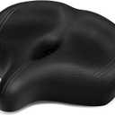 Oversized Bike Seat for Men & Women Comfort, Extra Wide Soft Bicycle Seat Cushion, Large Comfortable Padded Replacement Bike Saddle for Peloton Bike, Stationary Exercise Bike, City Bike, Ebike (Black)