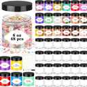 Plastic Jars with Lids, 48 Pcs 6 OZ Slime Containers with Screw On Lids Clear Round Plastic Storage Jars Refillable Container Jar for Travel Storage Home Kitchen Food