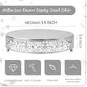 Cake Stand, Metal Round Cupcake Dessert Stand Cake Display Holder Cookies Fruit Serving Tray Decor for Wedding Party Birthday Baby Showers Anniversary (14 in, Matte Silver)