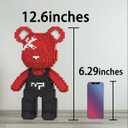 Red Teddy Blocks Bear Micro Building Blocks Set(4500Pieces) Christmas Graffiti Bear Building Blocks Creative Gift, Home Office Decor for Kids Adults 8+