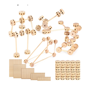 Zhanmai 2 Sets/120 Pcs Wooden Building Blocks Toys Kids Educational Natural Wood Toys Learning Wooden Blocks Different Sized Toy Building Sets for Boys Girls