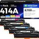 414A Toner Cartridge Set 4-Pack Replacement for HP 414A W2020A W2021A W2022A W2023A Compatible for HP Color Laserjet Pro MFP M479fdw M479fnw M479dw M454dw M454dn M454nw Enterprise M480f M455dn Printer