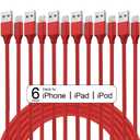 iPhone Charger 6PACK-3/3/6/6/6/10 FT Apple MFi Certified Long Lightning Cable Fast Charging Nylon Braided USB Charging Cable High Speed Transfer Cord for iPhone 14 13/12/11 Pro Max/XS MAX/XR/XS/X/8/7