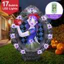 8Ft Tall Giant Halloween Inflatables Snow White Outdoor Decorations, Blow Up Magic Mirror Yard Decor Build-in Flash Lights for Outside Party Lawn Garden