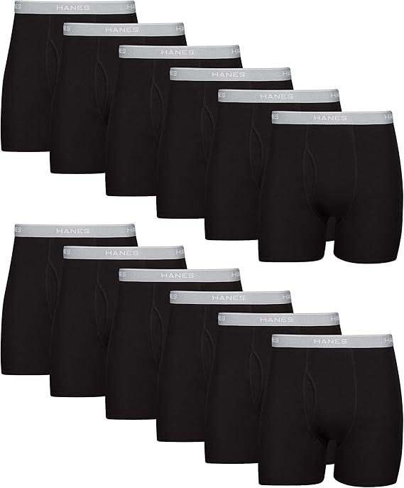 Hanes Men's Underwear Boxer Briefs Pack, Cool & Breathable Cotton Underwear for Men, No-Ride-Up, Moisture Wicking Size Medium, Pack of 10 