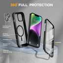 Miracase Magnetic for iPhone 14 Case 6.1",Full-Body Bumper, [Bubble Free] Built-in Tempered Glass Screen Protector+Lens Protector,Compatible with MagSafe,No Gap,Drop Proof Phone Case 14 Cover,Black