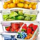 PrepNaturals 5 Pack 36 Oz Glass Meal Prep Containers - Dishwasher Microwave Freezer Oven Safe - Glass Storage Containers with Lids