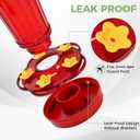 2 Pack Glass Hummingbird feeders for Outdoors 14Ounces5 Feeding Ports Hummingbird Feeder,Wide Mouth for Easy Filling/CleaningHanging for Garden Backyard Decor, Includes Ant Moat (Red2Pack)