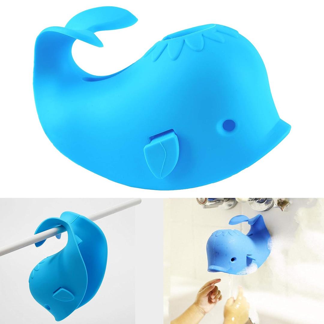 Bath Spout Cover for Bathtub,Baby Shower Protector Cover A Fun Way to Protects Baby from Bumping Head During Bathing Time Cute Soft Whale Design Making for Enjoyable Safe Baths (Blue)