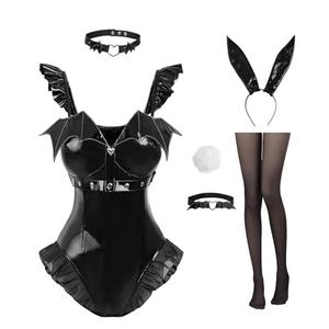 Nuoqi Black Bunny Suit Adult Women's Devil Bunny Girl Cosplay Halloween Costume, XXL