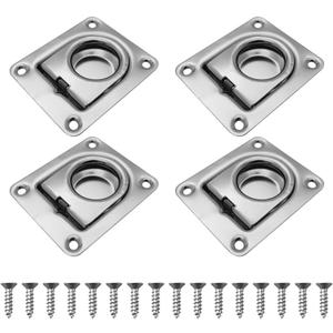 DONGKER Recessed Tie Down D-Rings Anchors,4 PCS Stainless Steel Flush Mount D-Rings with 16 Screws for Boats Trailers Trucks