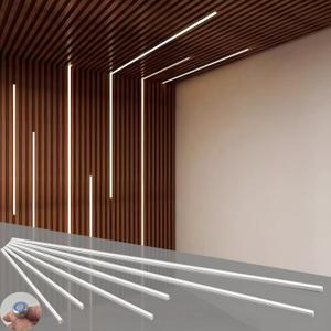 6-Lights LED Recessed Lighting Wall Panel Lights,Self-Adhesive Wood Slat Wall Panel Strip Light,4000K Touchable Switch Dimmable LED Aluminum Channel lamp,Under Cabinet Light(39in+31.5in+23.6in)