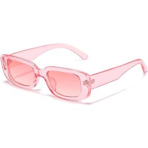 IKANOO Retro Rectangle Sunglasses for Women Men Small Square Frame Trendy Y2K 90s Black Sunglasses