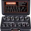 15 PCS Bolt Extractor Set, 3/8" Drive Impact Bolt & Nut Remover Socket Tool Kit, Stripped For Damaged, Frozen, Studs, Rusted, Rounded-Off Bolts, Nuts & Screws, Cr-Mo Steel, T38215