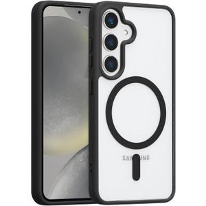 RALEAVO for Samsung Galaxy S24 Plus/S25 Plus Case Strong Magnetic Clear Cover [Compatible with Magsafe] Slim Shockproof Protective Case for S24 Plus/S25 Plus with Transparent Hard Back, Black