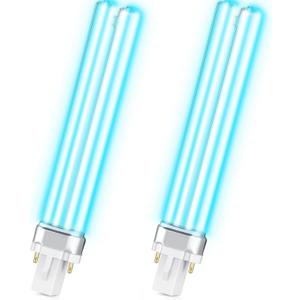 UV UV-C Light Bulbs 9W G23 Base Replacement Bulb for Outdoor Pond Clarifier Lamp Compatible with UVE9 CF400 CF500 UVCP-9 JUP-01 303B 304B R18 R18D R2000 (2, G23 Base)