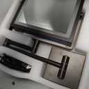 Ruacq Rechargeable Wall Mounted Makeup Mirror with Lights, Double Sided 1X/10X Magnifying Vanity Mirror with 3 Color Lights, Touch Screen Dimmable, 360 Rotation Foldable Arm (Oil Rubbed Bronze)